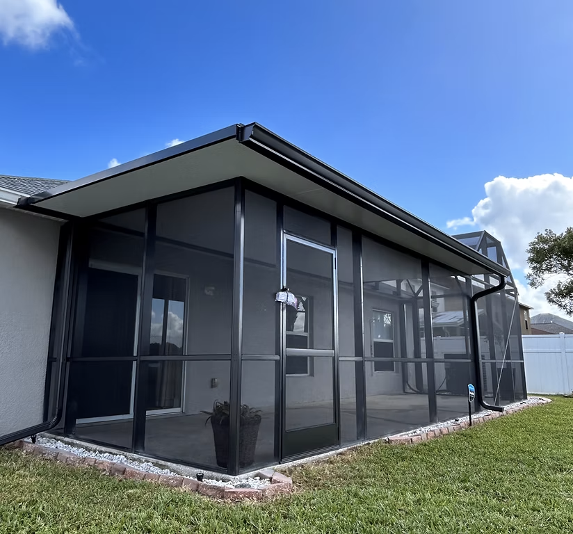 Lanai screen enclosure installation in Winter Haven, FL attached to residential home